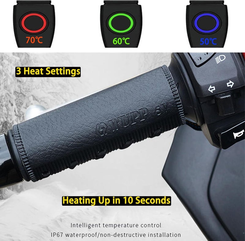 OXWIND USB Motorcycle Heated Grips Covers, 5V Heating Handlebar Compatible with Harley Davidson, 3 Heat Settings & IP67 Waterproof ATV 4 Wheeler Hand Warmers - Image 2